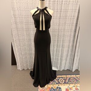 Splash Black and Cream Backless Gown